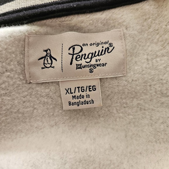 PENGUIN Men's Varsity Gray & Black Rib Knit Button Closure Bomber Jacket Sz XL - Picture 9 of 14